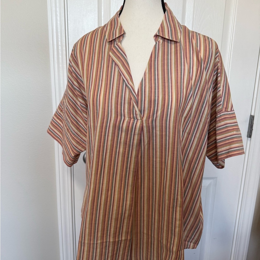 Madewell Women’s Striped Brown and Tan Shirt